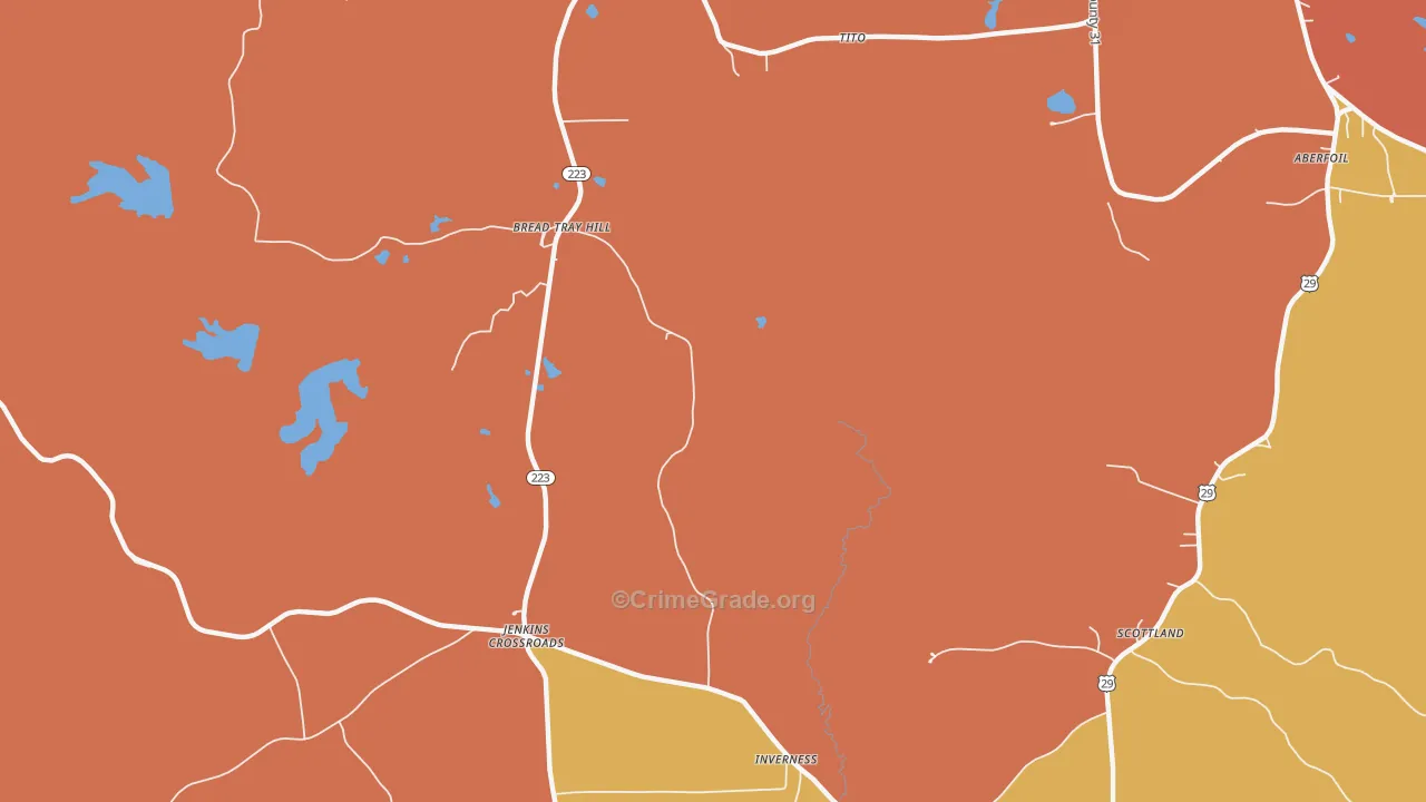 Inverness, AL Map of Robbery Rates