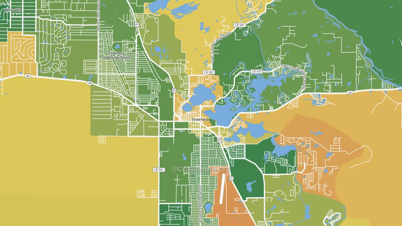 Inverness, FL Map of Robbery Rates
