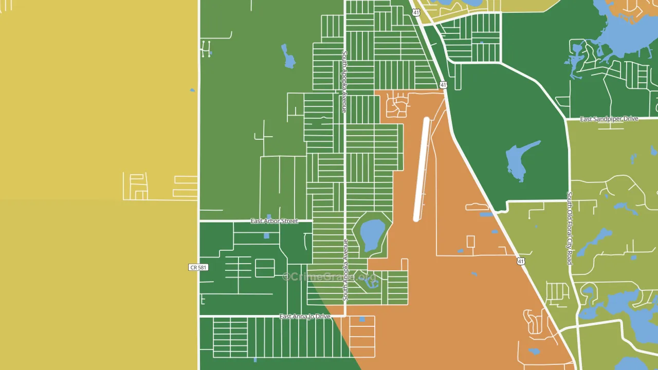Inverness Highlands South, FL Map of Robbery Rates