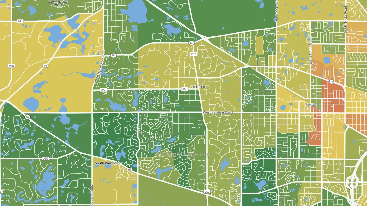 Inverness, IL Map of Robbery Rates