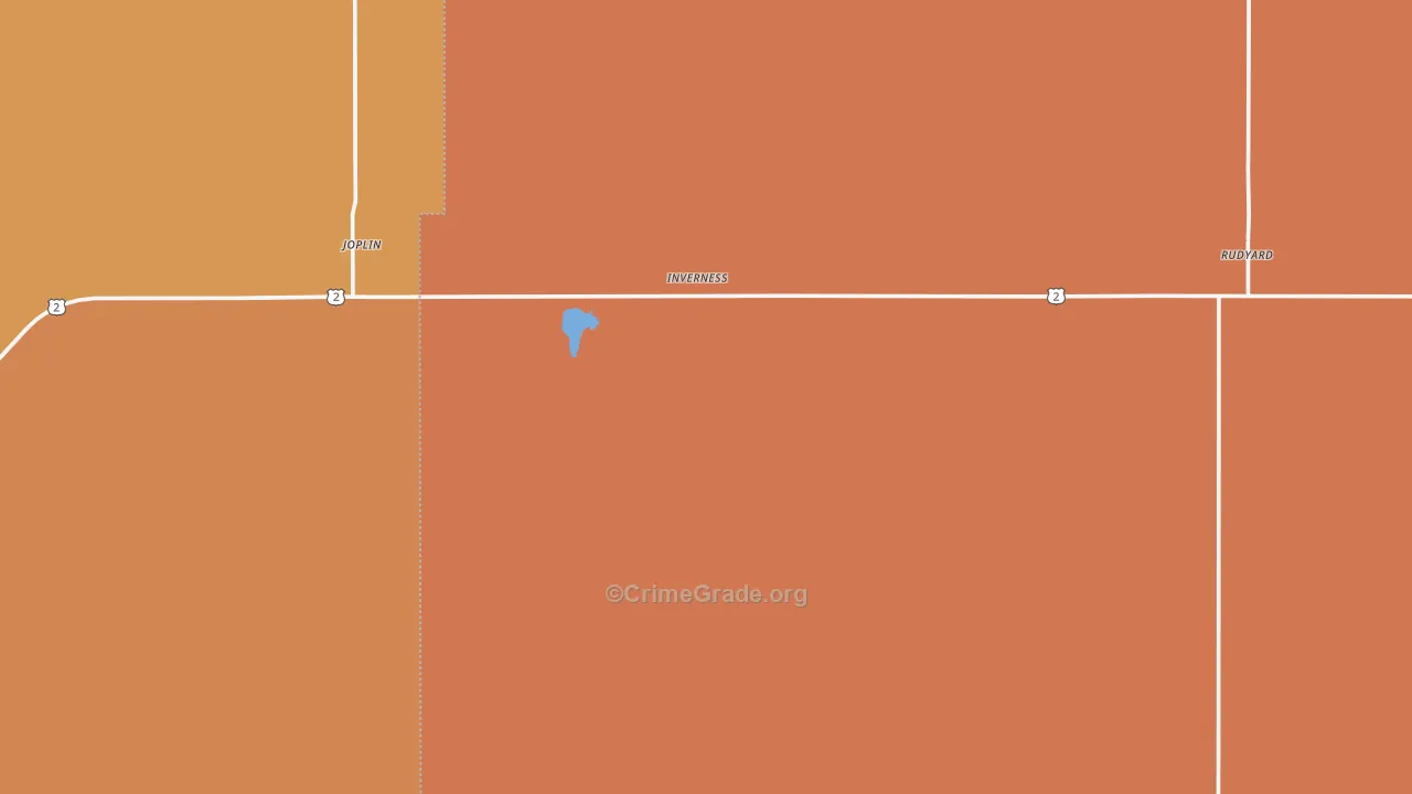 Inverness, MT Map of Robbery Rates