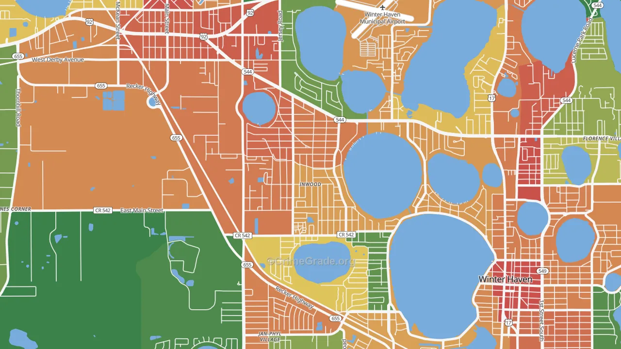 Inwood, FL Map of Robbery Rates