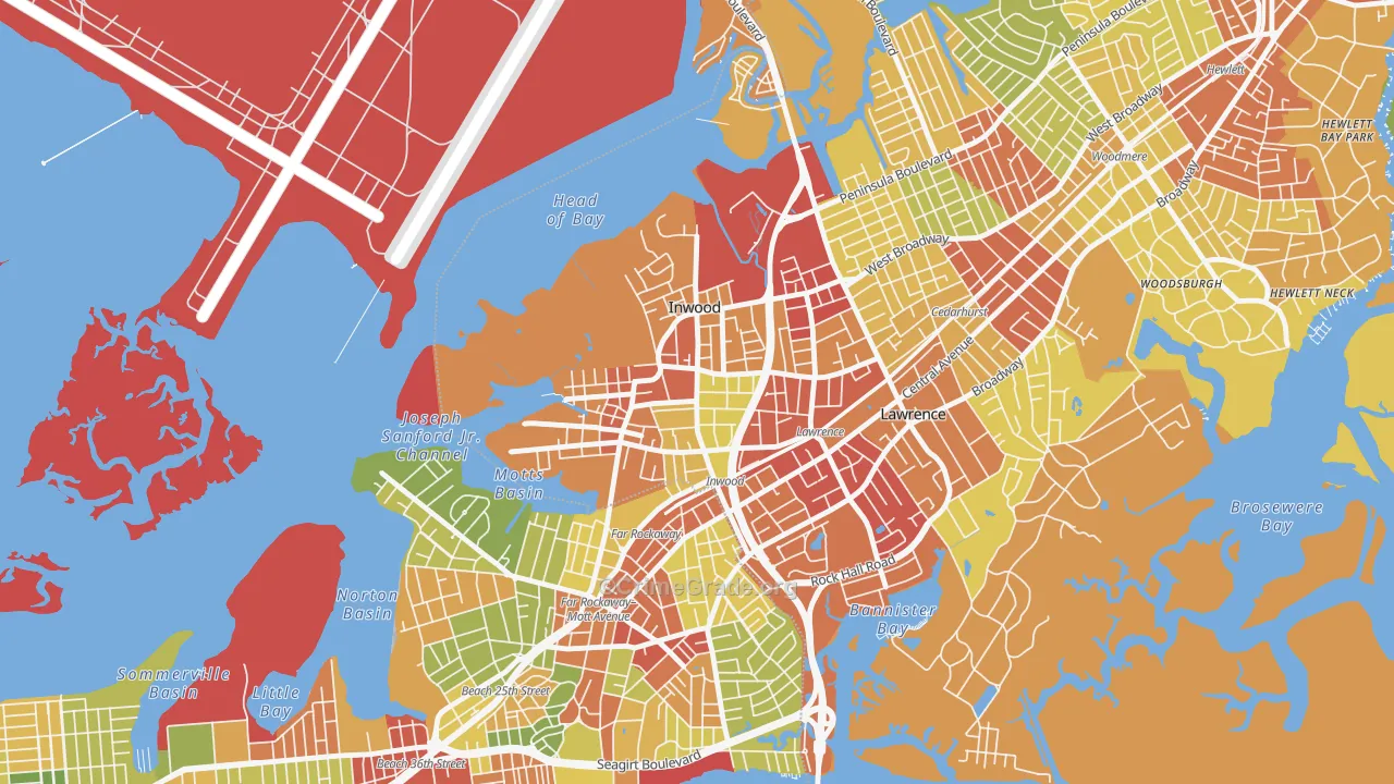 Inwood, NY Map of Robbery Rates