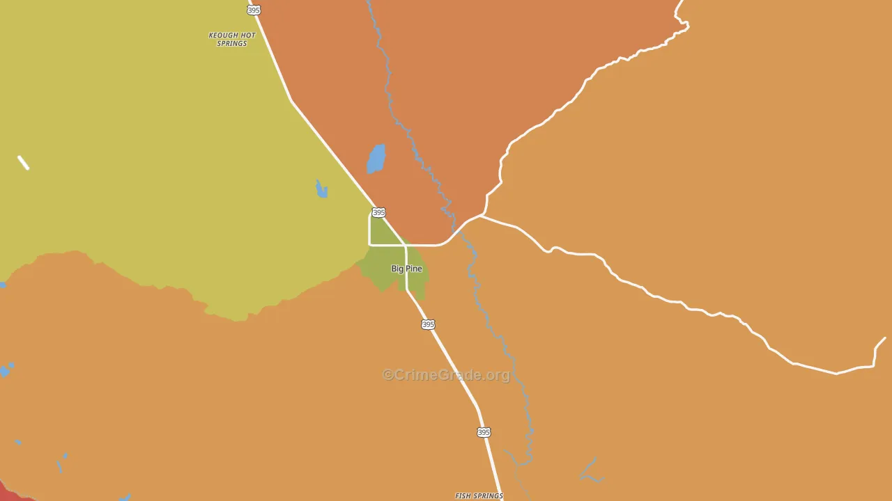 Inyo County, CA Map of Robbery Rates