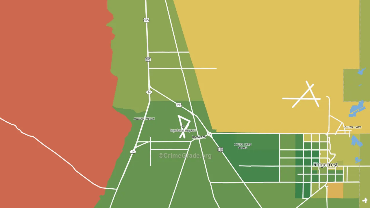 Inyokern, CA Map of Robbery Rates
