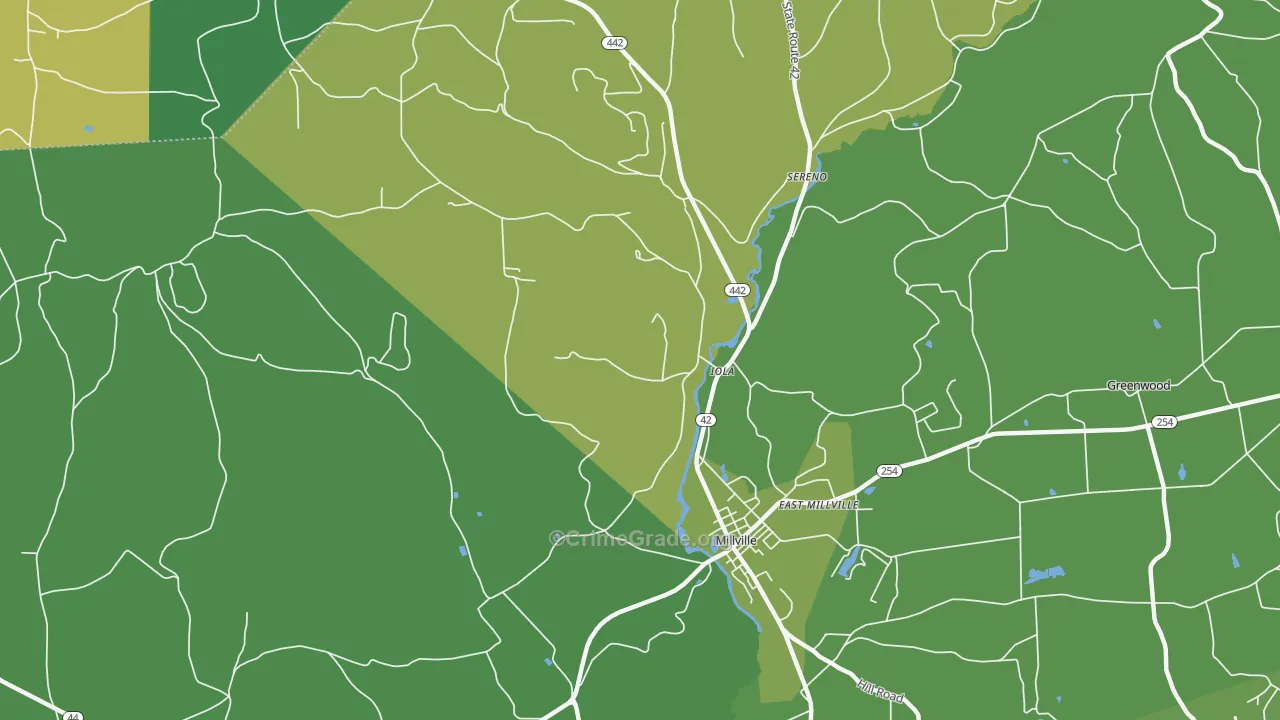 Iola, PA Map of Robbery Rates