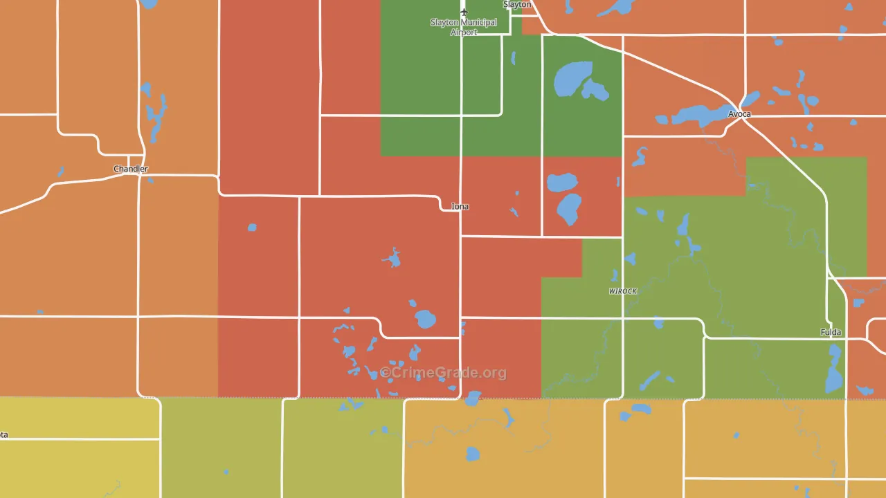 Iona, MN Map of Robbery Rates
