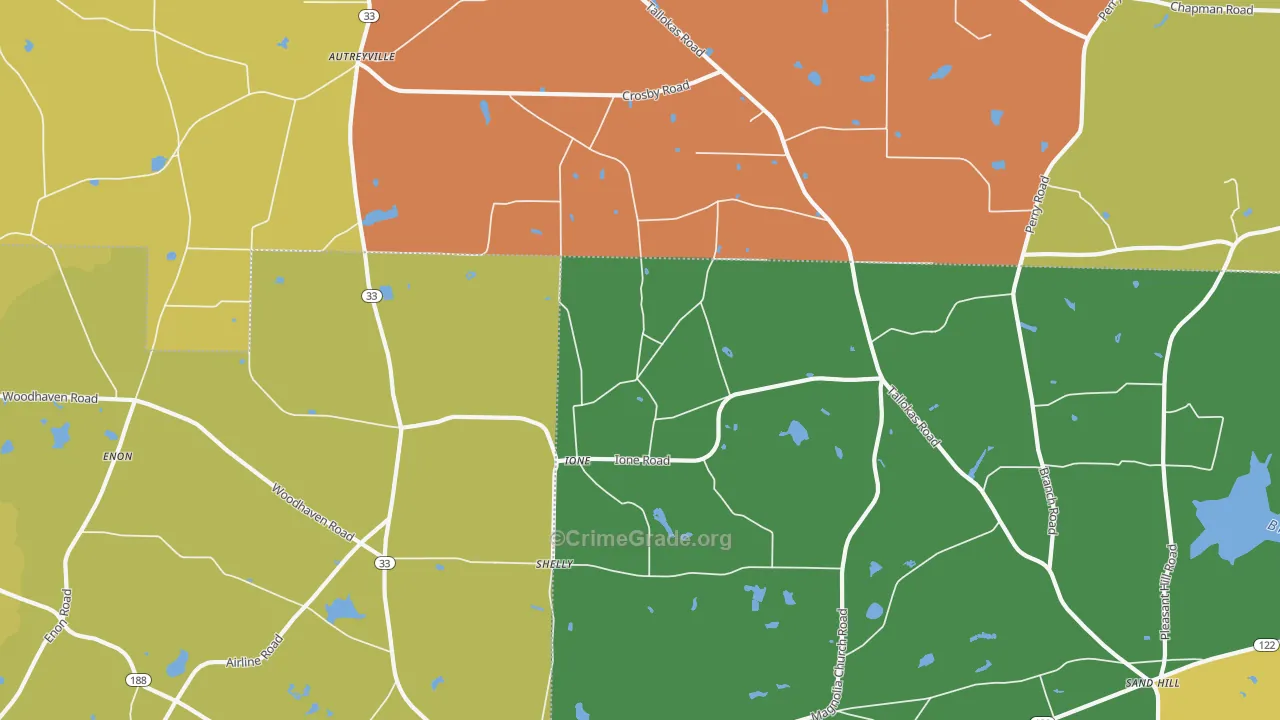 Ione, GA Map of Robbery Rates