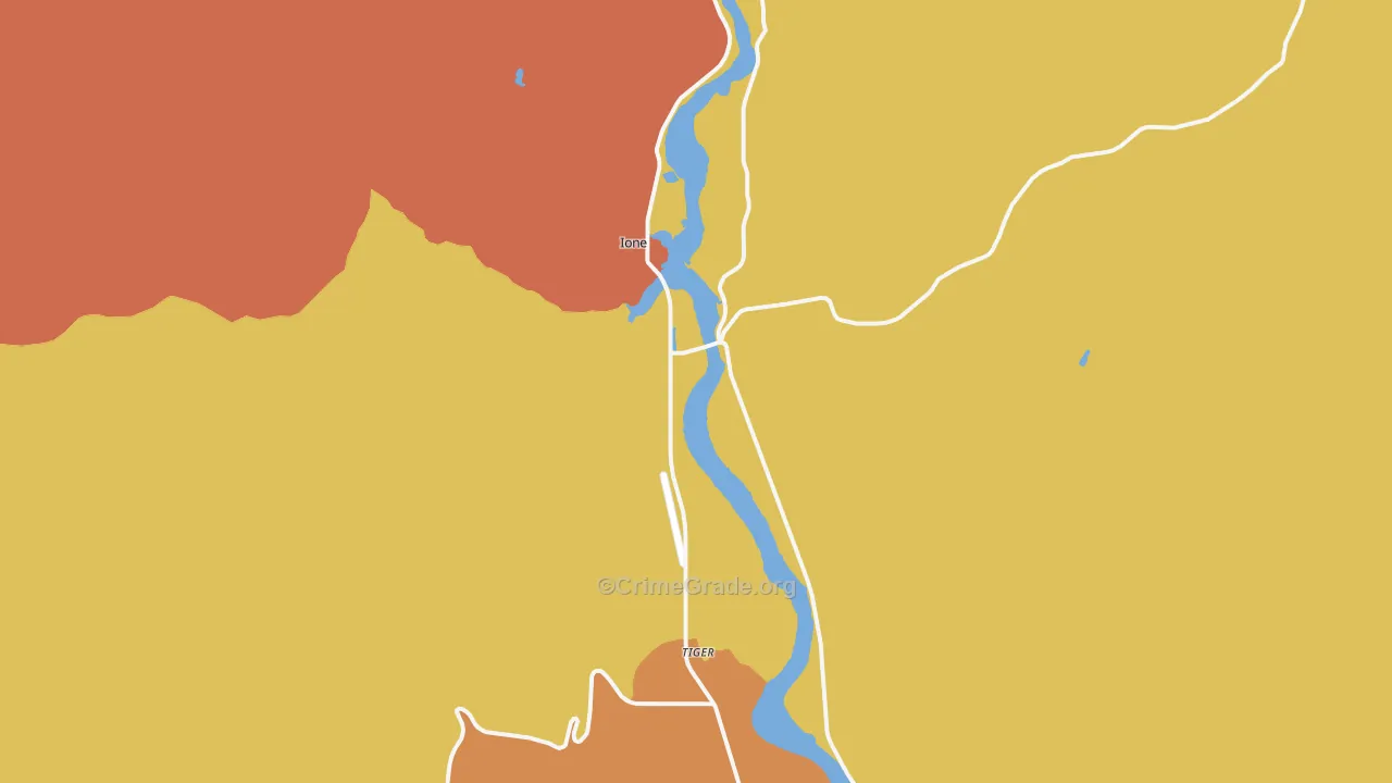 Ione, WA Map of Robbery Rates