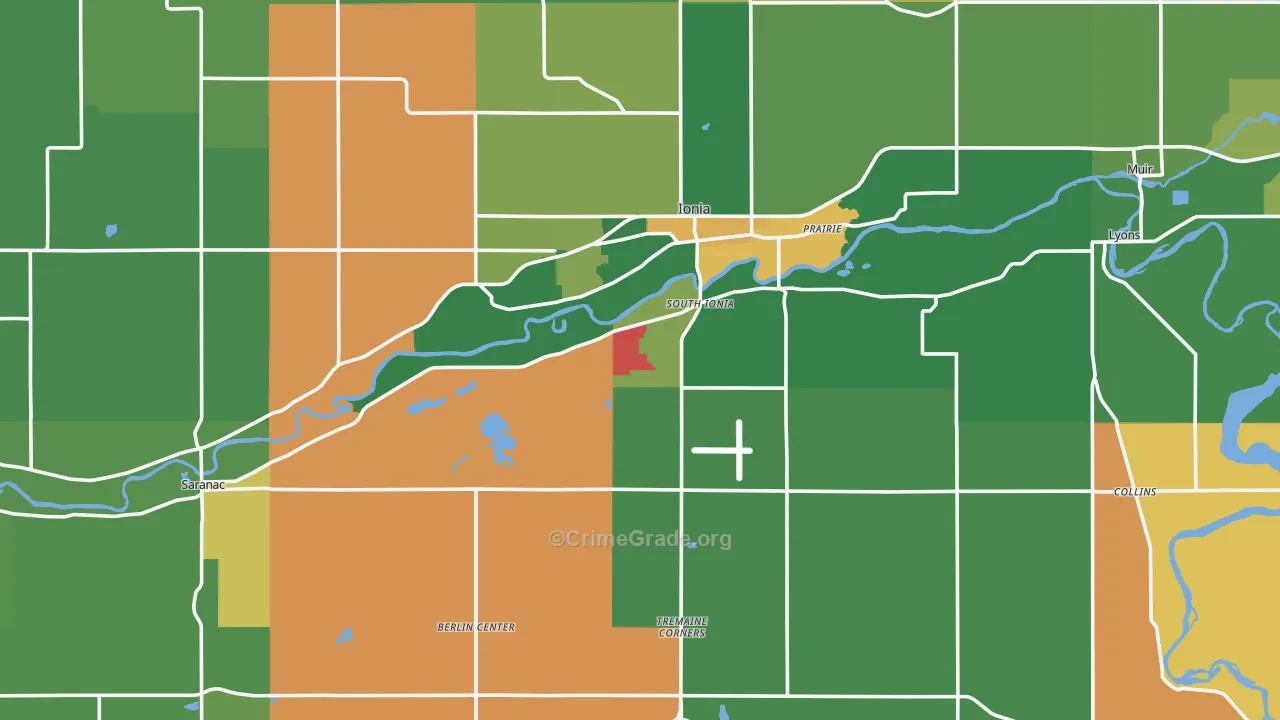 Ionia County, MI Map of Robbery Rates