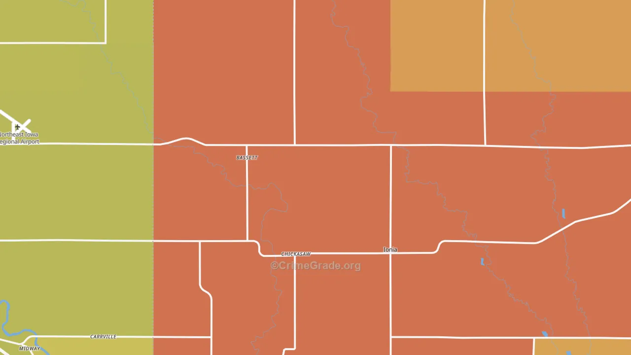 Ionia, IA Map of Robbery Rates