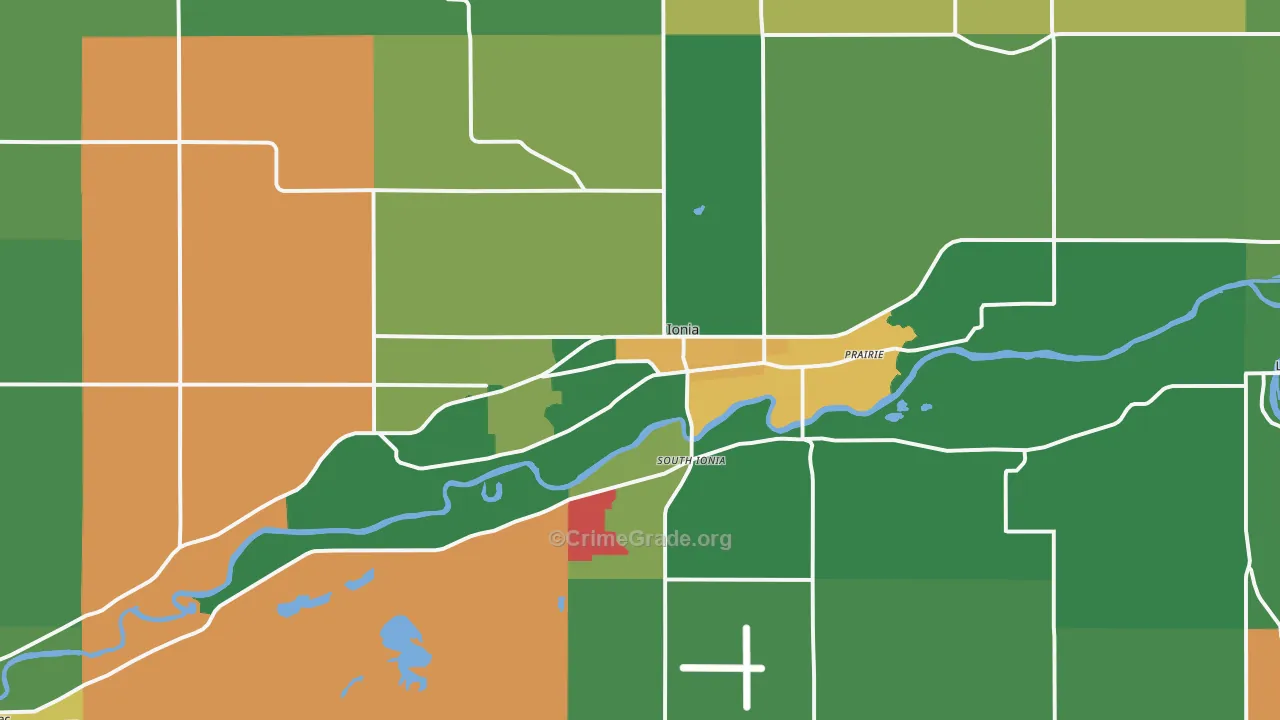 Ionia, MI Map of Robbery Rates