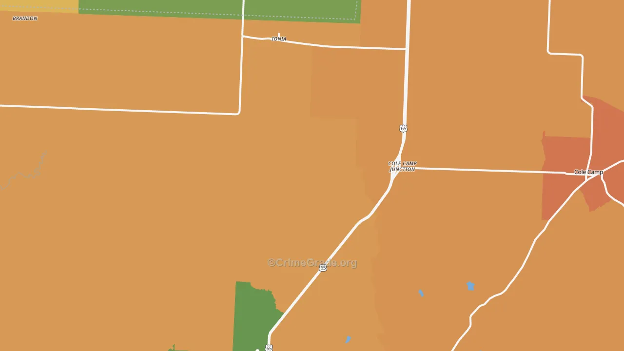 Ionia, MO Map of Robbery Rates