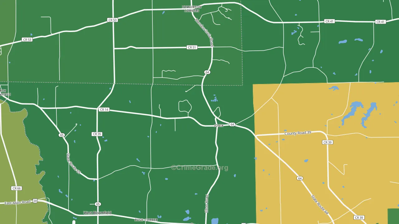 Ionia, NY Map of Robbery Rates