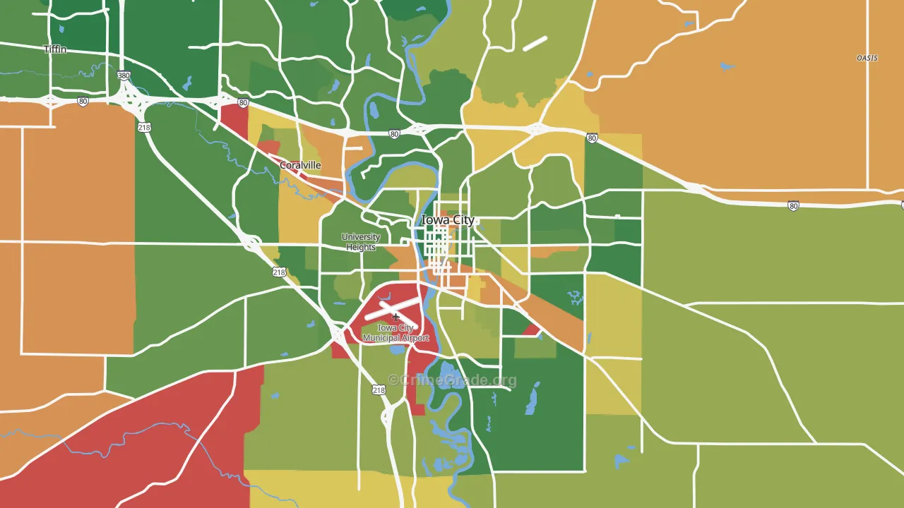 Iowa City, IA Map of Robbery Rates