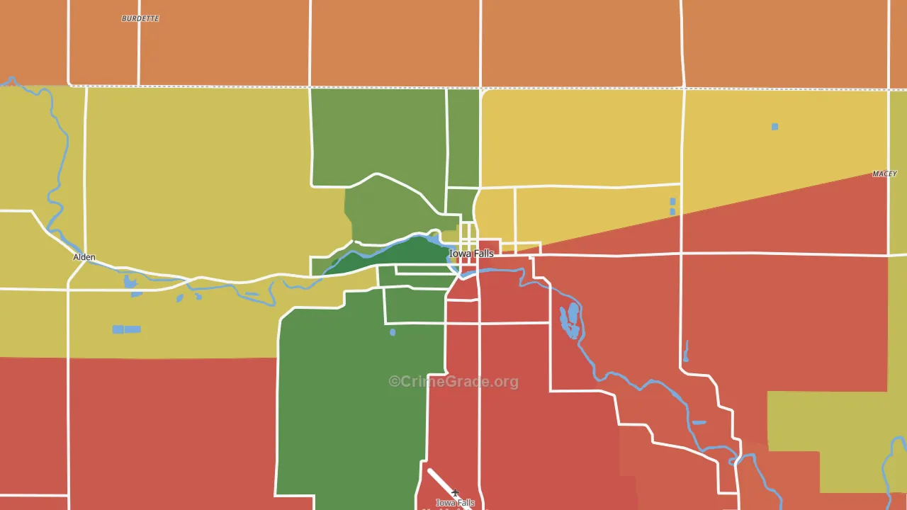 Iowa Falls, IA Map of Robbery Rates