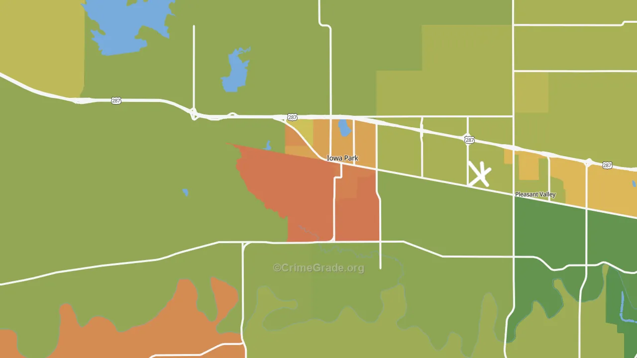 Iowa Park, TX Map of Robbery Rates