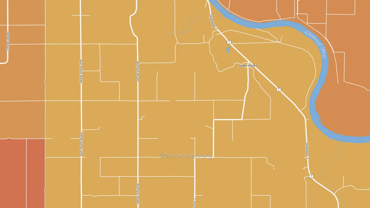 Iowa Point, KS Map of Robbery Rates