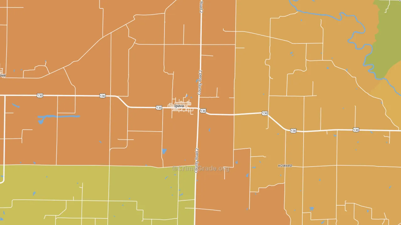 Ipava, IL Map of Robbery Rates