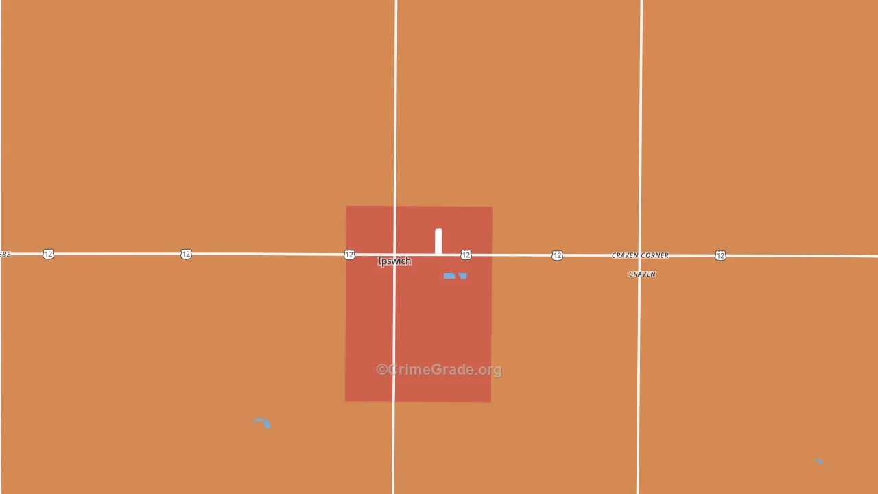 Ipswich, SD Map of Robbery Rates