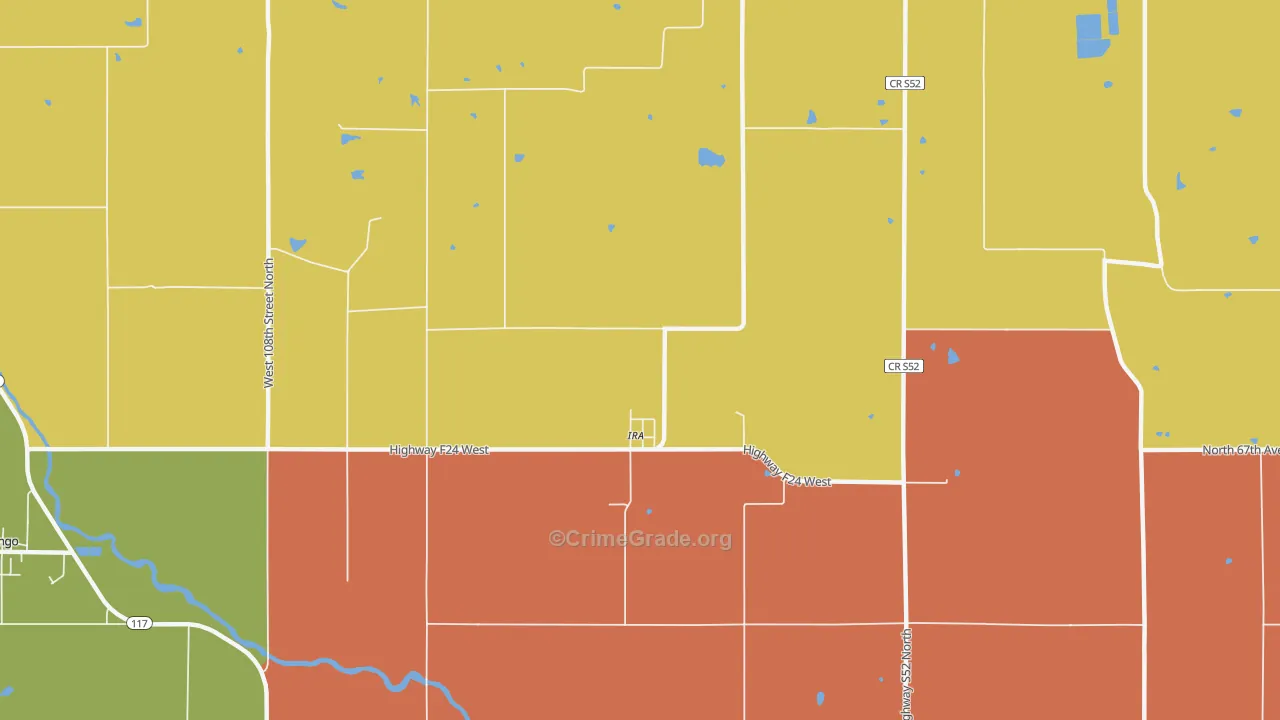 Ira, IA Map of Robbery Rates