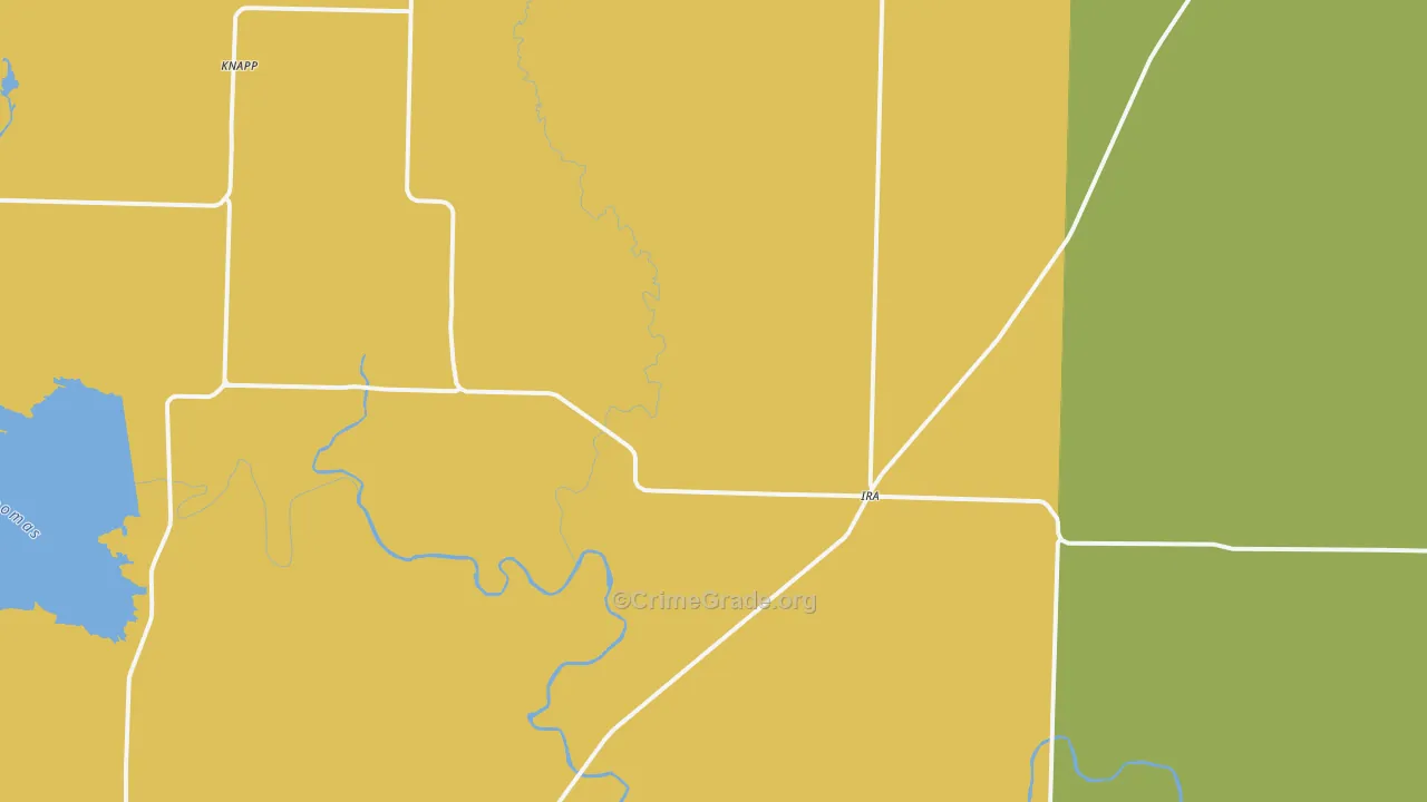 Ira, TX Map of Robbery Rates