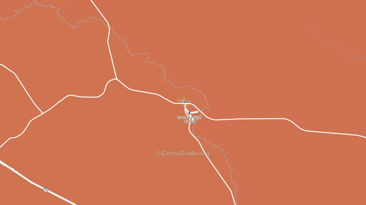 Iraan, TX Map of Robbery Rates