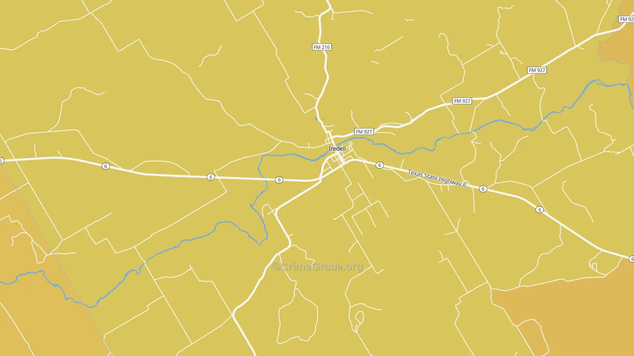Iredell, TX Map of Robbery Rates