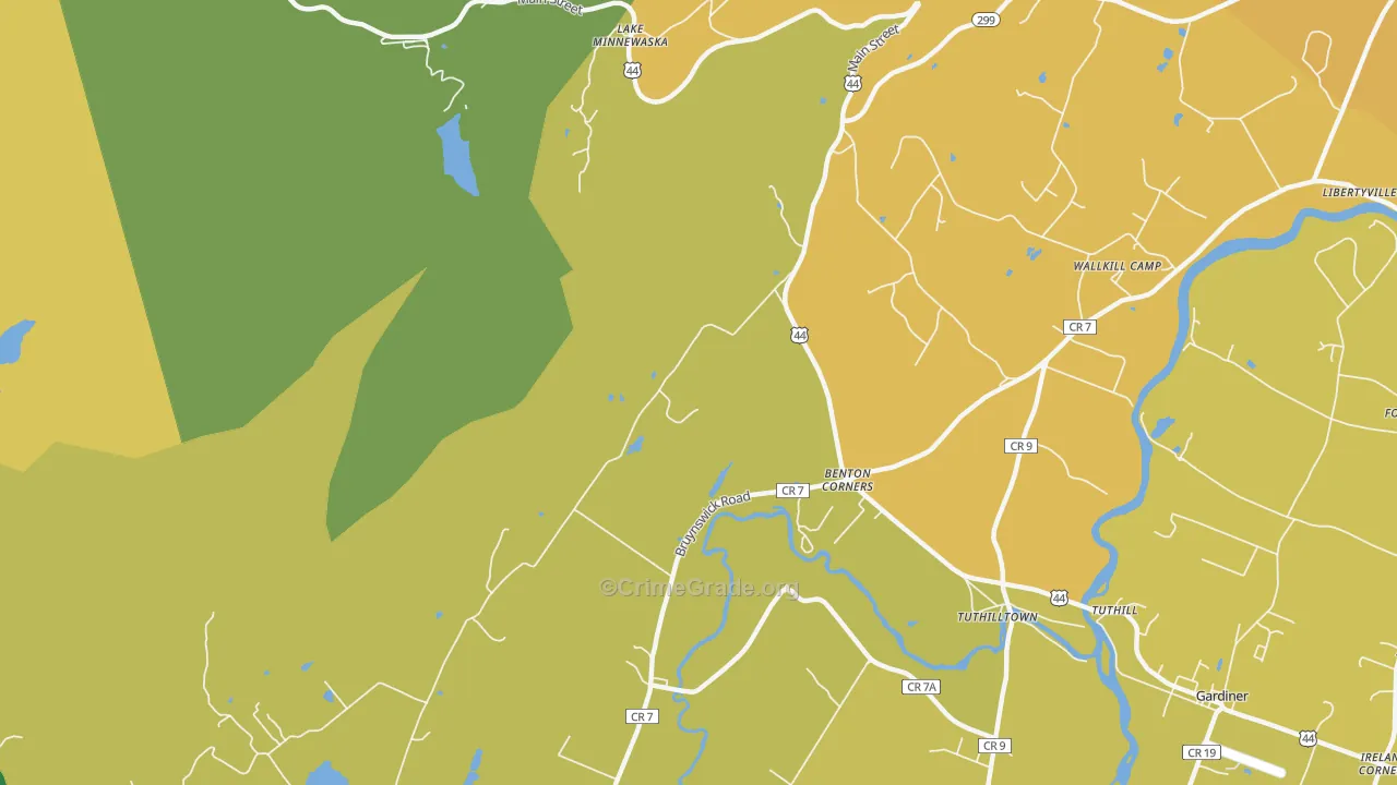 Ireland Corners, NY Map of Robbery Rates