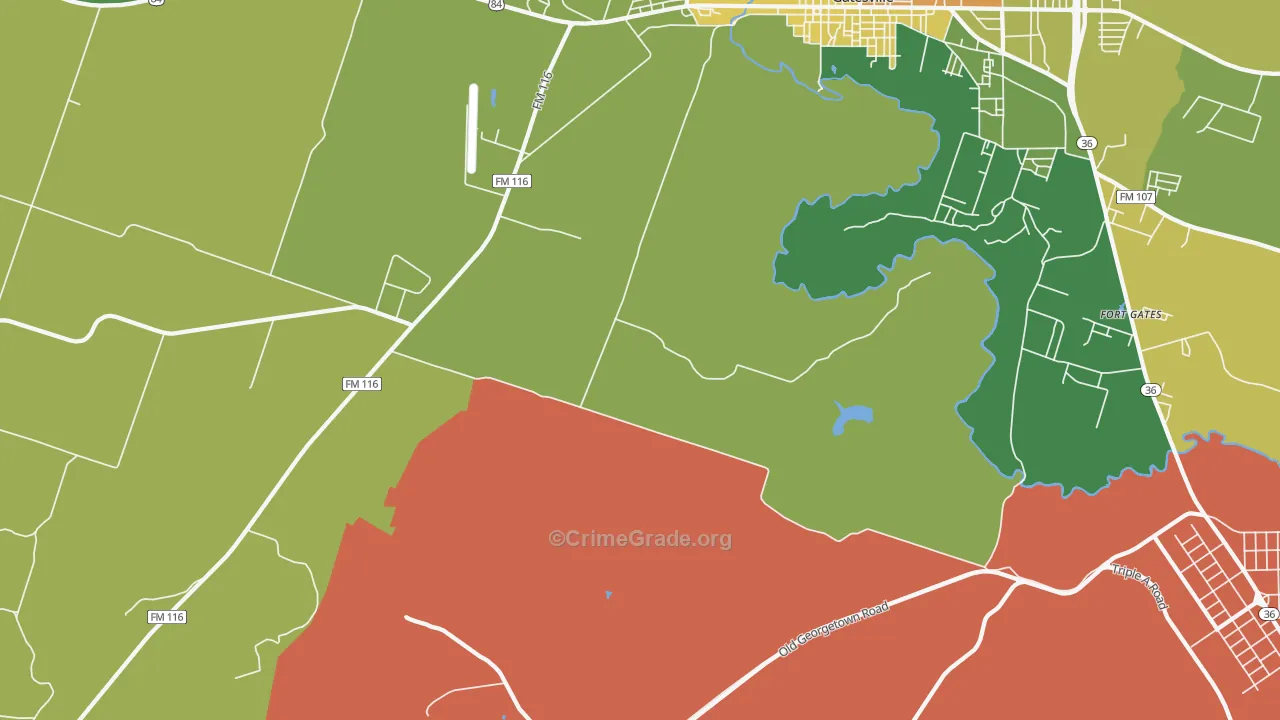 Ireland, TX Map of Robbery Rates