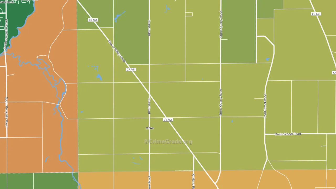 Irene, IL Map of Robbery Rates