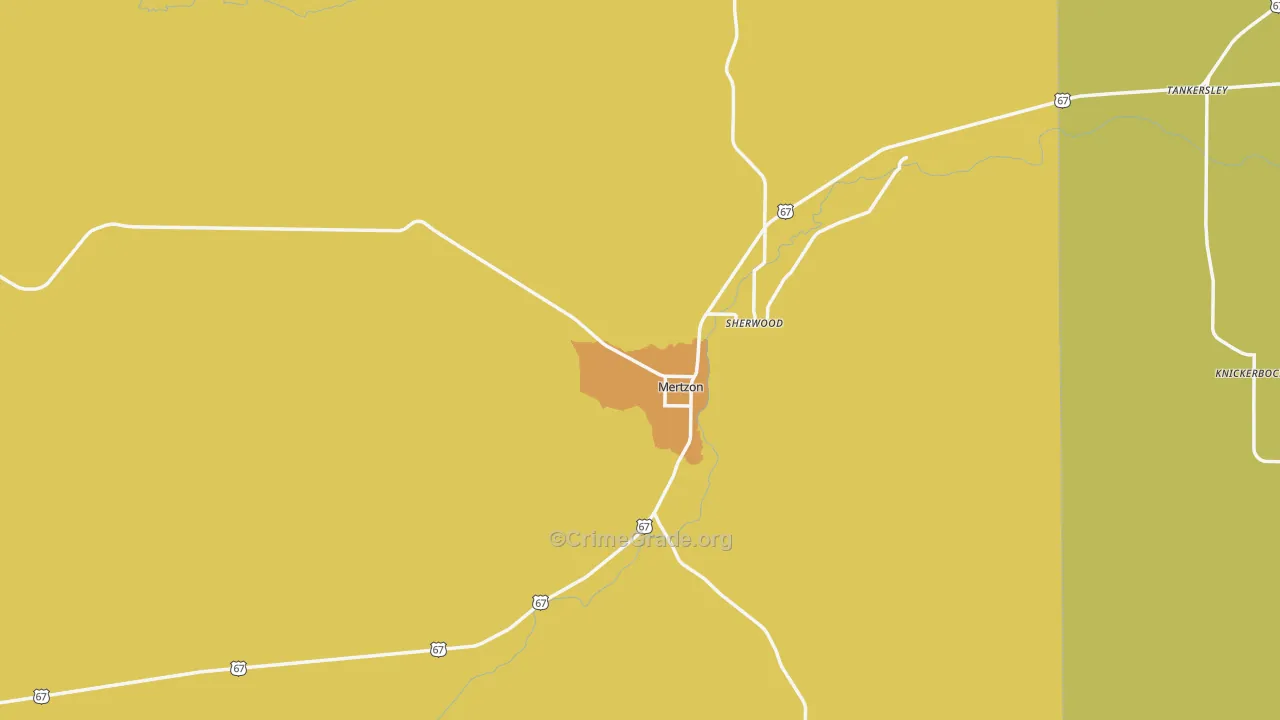 Irion County, TX Map of Robbery Rates
