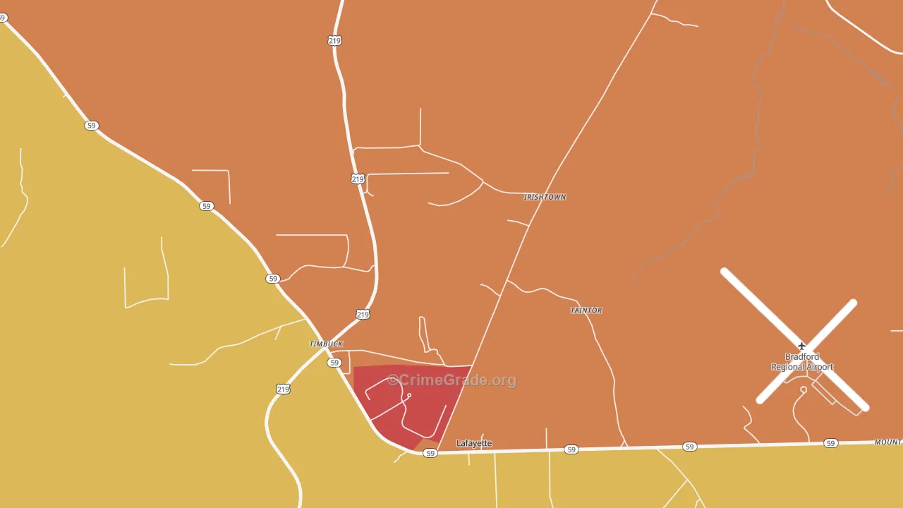 Irishtown, PA Map of Robbery Rates
