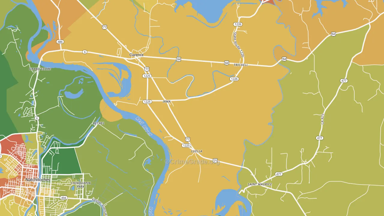 Irma, LA Map of Robbery Rates