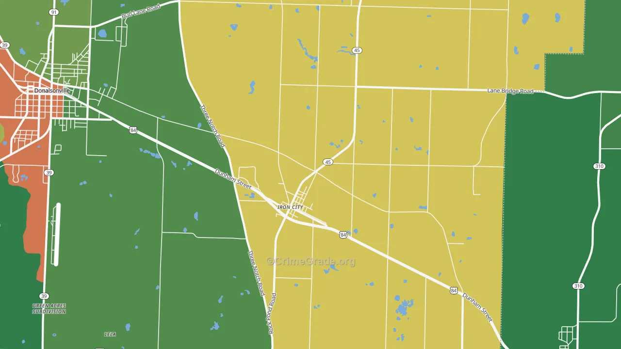Iron City, GA Map of Robbery Rates