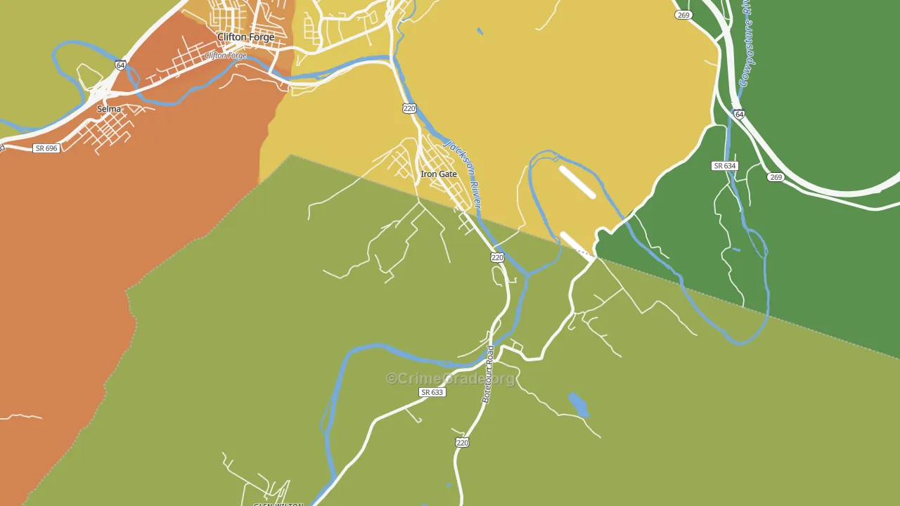 Iron Gate, VA Map of Robbery Rates