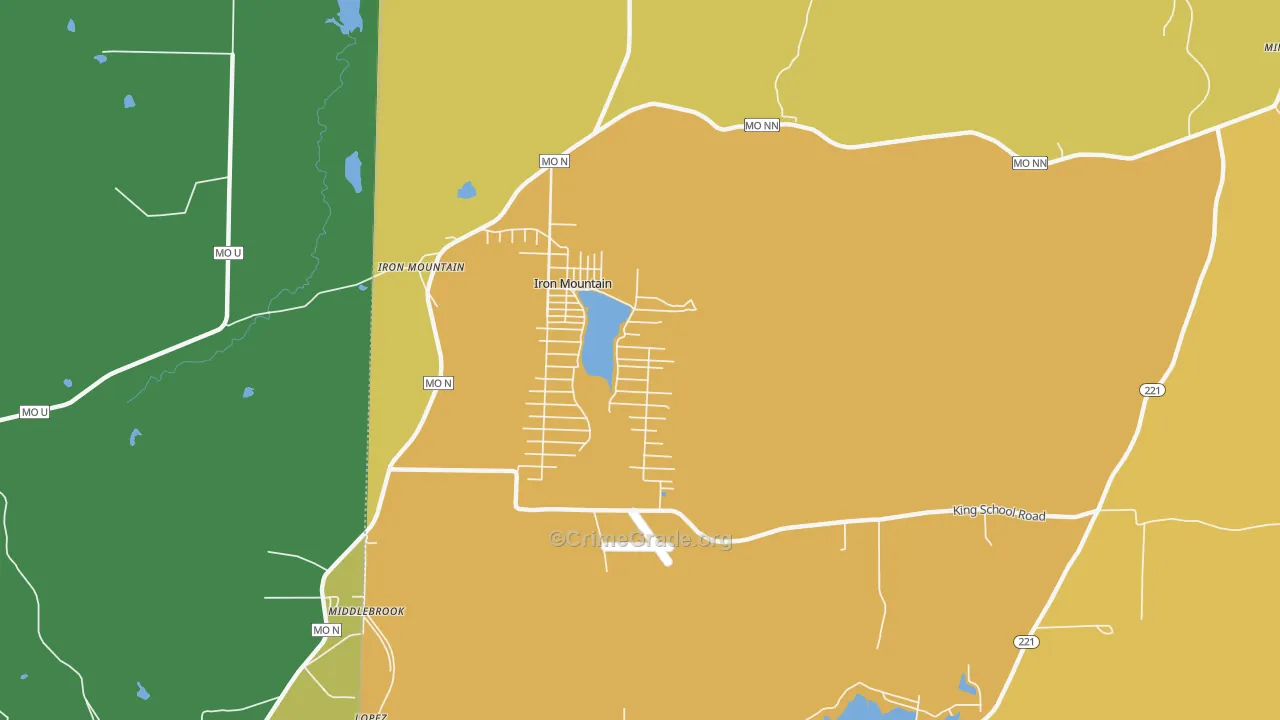 Iron Mountain Lake, MO Map of Robbery Rates