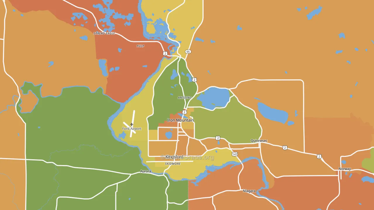 Iron Mountain, MI Map of Robbery Rates