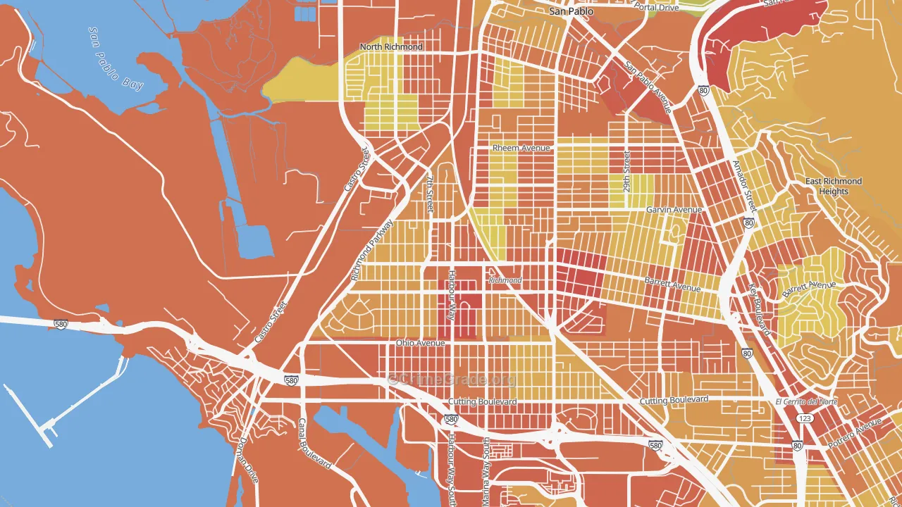 Iron Triangle, Richmond, CA Map of Robbery Rates