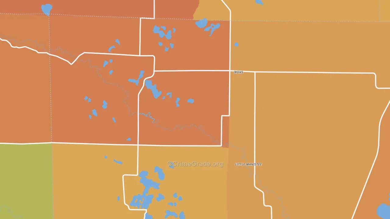 Irons, MI Map of Robbery Rates