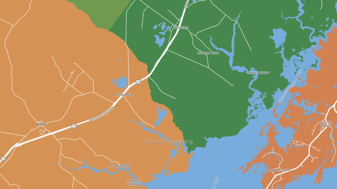 Ironshire, MD Map of Robbery Rates