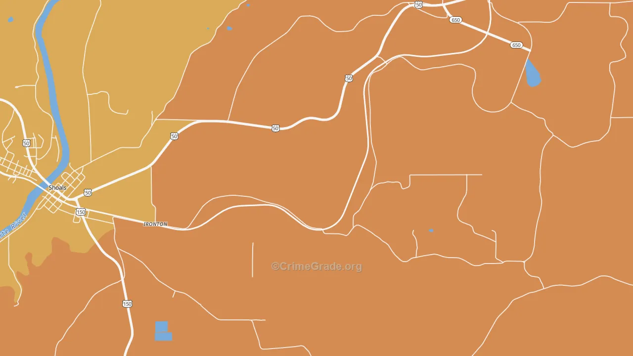 Ironton, IN Map of Robbery Rates