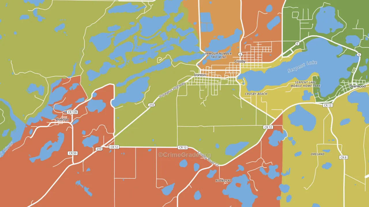 Ironton, MN Map of Robbery Rates