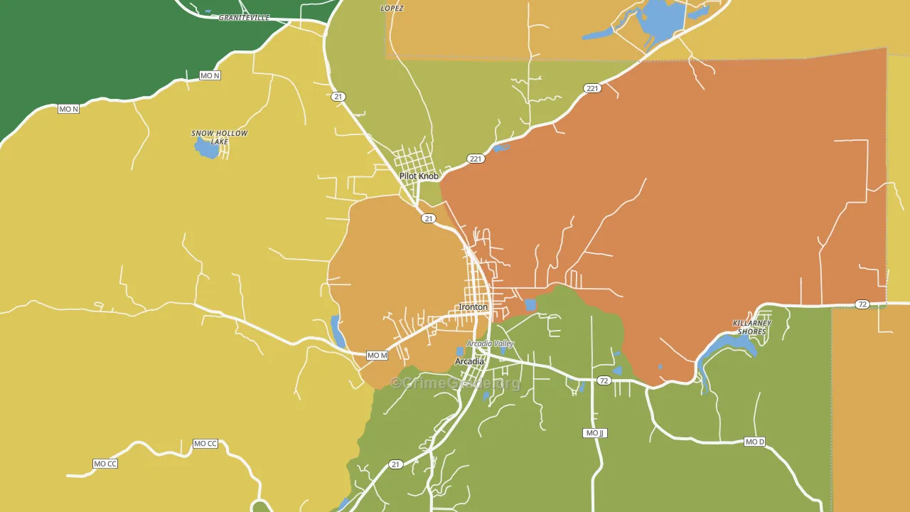 Ironton, MO Map of Robbery Rates