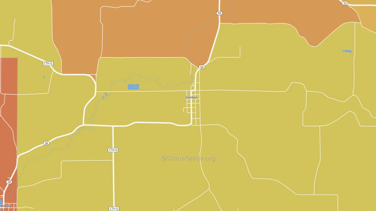 Ironton, WI Map of Robbery Rates