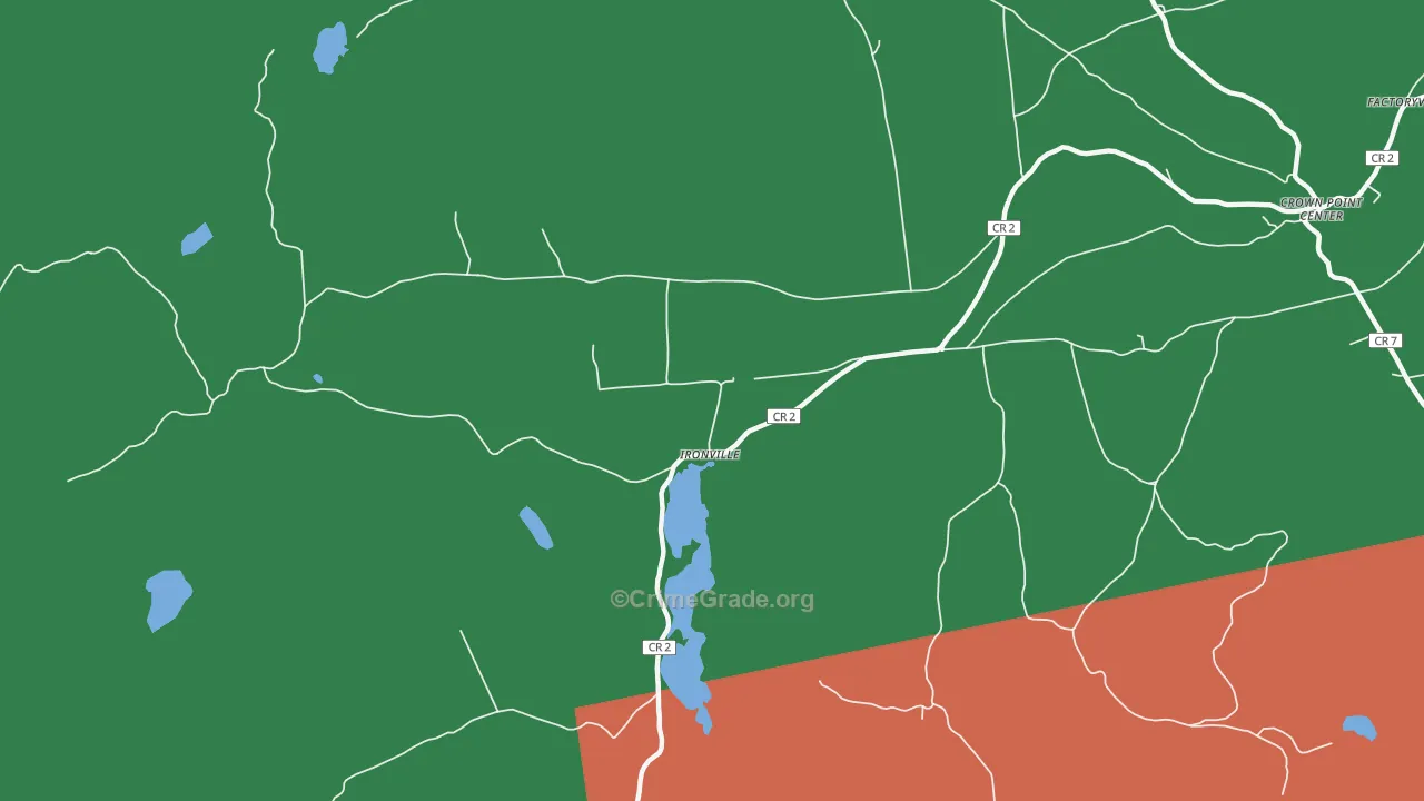Ironville, NY Map of Robbery Rates