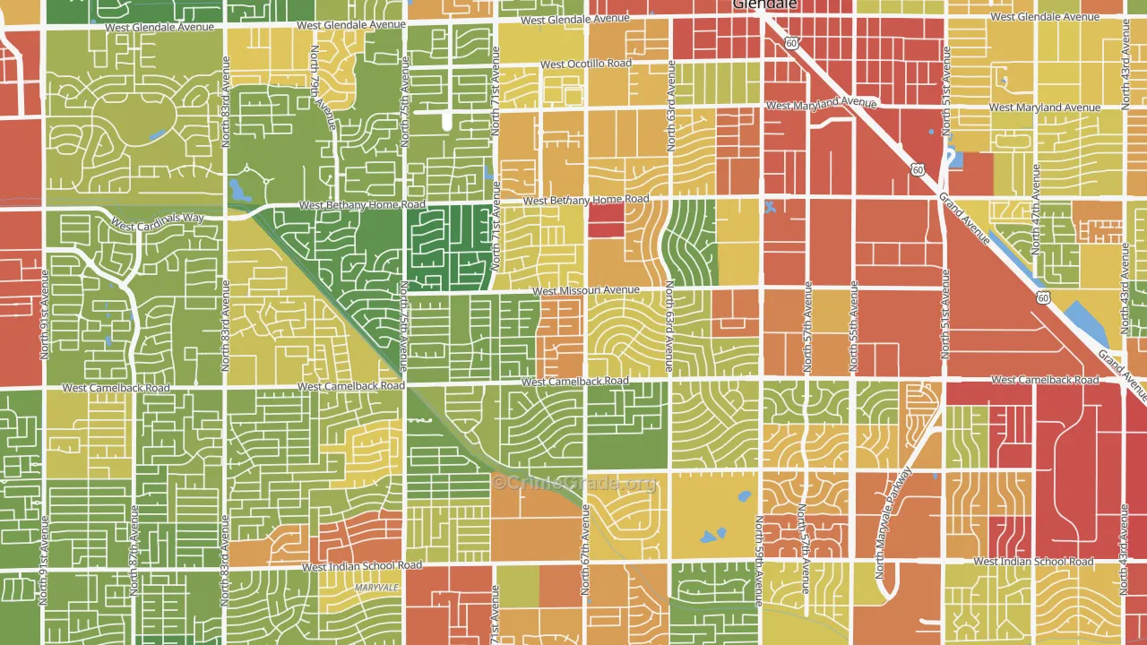 Ironwood Terrace, Glendale, AZ Map of Robbery Rates