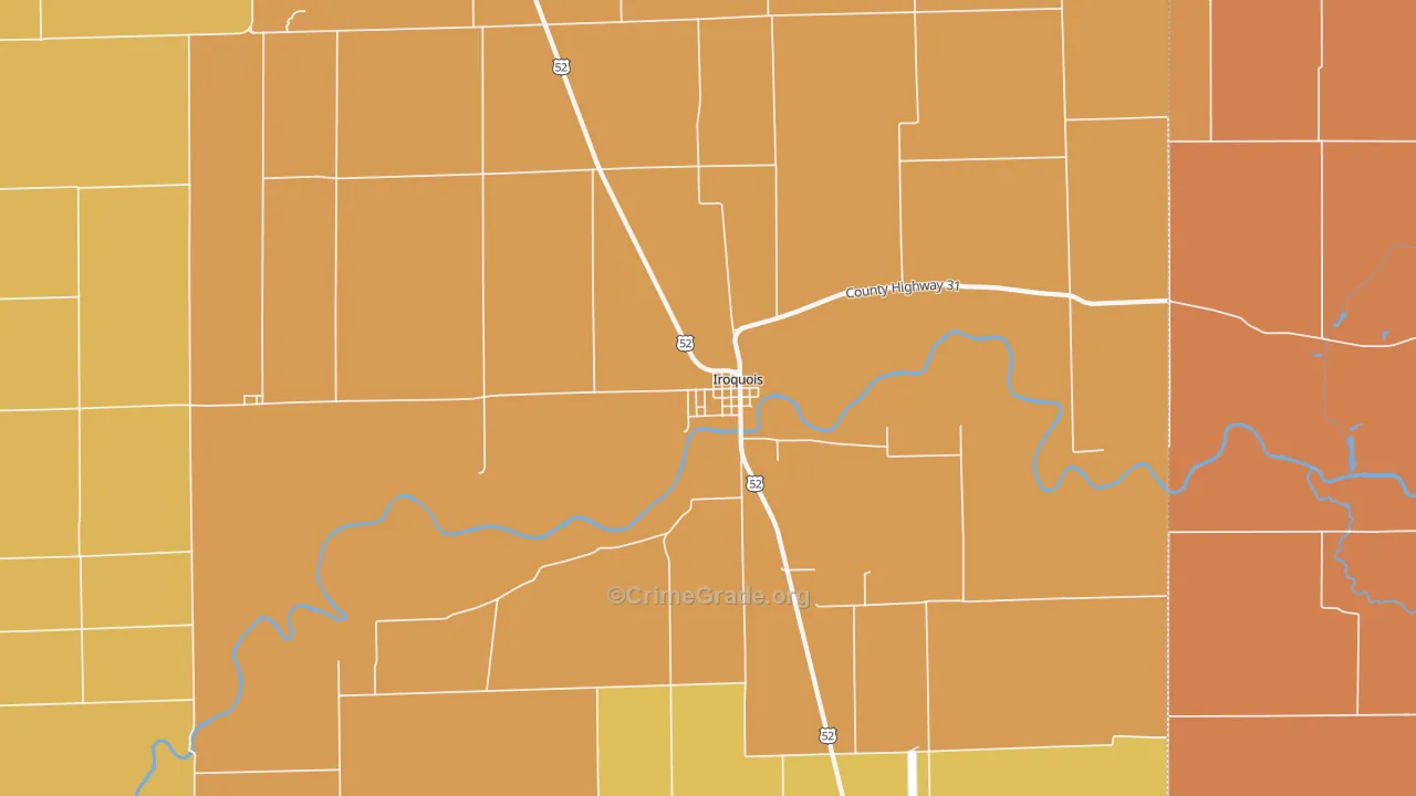 Iroquois, IL Map of Robbery Rates