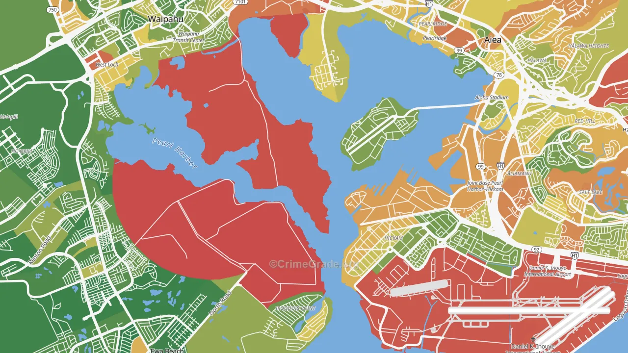 Iroquois Point, HI Map of Robbery Rates
