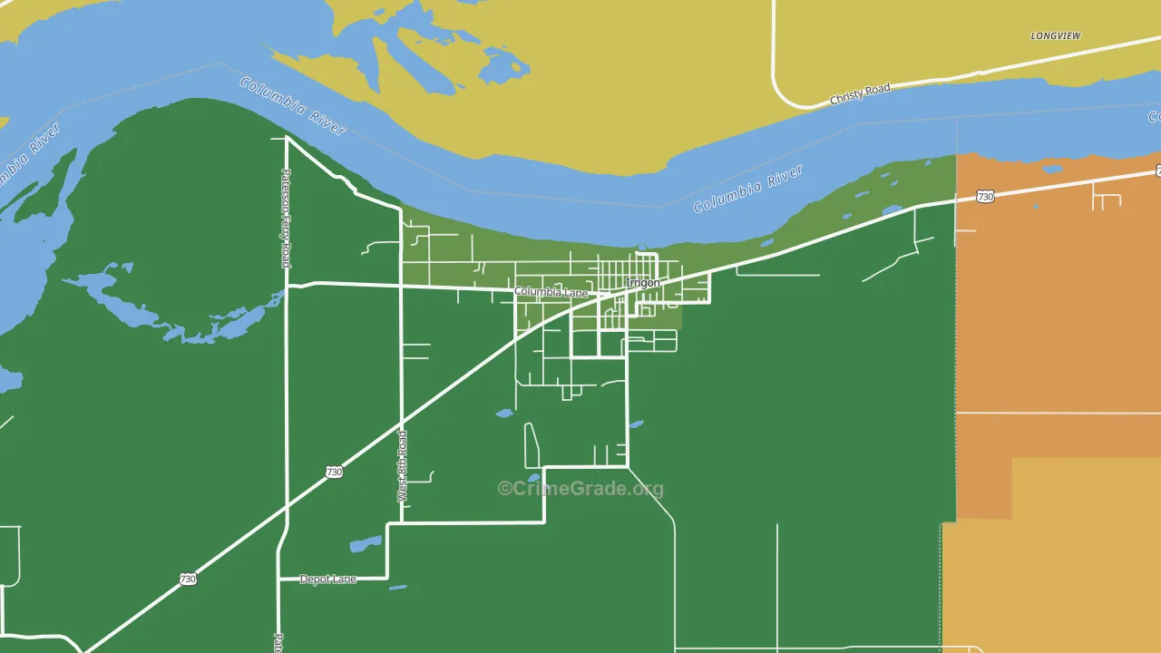 Irrigon, OR Map of Robbery Rates
